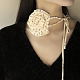 Polka Dot Pattern Fabric Rose Tie Choker Necklaces for Women(NJEW-Z022-01A)-1