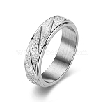 Non-Tarnish Frosted Stripe 304 Stainless Steel Rotatable Finger Ring, Fidget Spinner Ring for Calming Worry Meditation, Stainless Steel Color, US Size 10(19.8mm)(PW-WG40105-04)