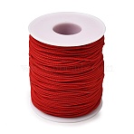 Braided Polyester Strings, Round Chinese Knotting Cord, Red, 1.1~1.2mm, about 109.36 Yards(100m)/Roll(OCOR-Q037-10A-01)