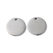 304 Stainless Steel Charms, Stamping Blank Tag, Flat Round Charm, Stainless Steel Color, 14x1.3mm, Hole: 1.6mm(STAS-Q308-09I-P)