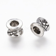 Tibetan Style Alloy Beads, Lead Free, Cadmium Free and Nickel Free, Column, Antique Silver, 5x7mm, Hole: 4mm.(LF0673Y-NF)
