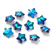 Electroplate Glass Charms, Faceted, Star, Dodger Blue, 13x13.5x7mm, Hole: 1.2mm(GLAA-H104-A02)