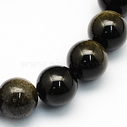 Natural Golden Sheen Obsidian Round Beads Strands, 4.5mm, Hole: 1mm, about 96pcs/strand, 15.5 inch(G-S157-4mm)