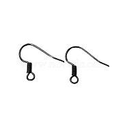 Brass Earring Hooks, with Horizontal Loop, Nickel Free, Gunmetal, 17mm, Hole: 1.5mm, Pin: 0.7mm(X-KK-Q363-B-NF)