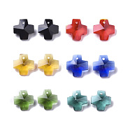 Transparent Glass Charms, Faceted, Cross, Mixed Color, 14x14x7mm, Hole: 1mm(GLAA-Q081-C-M)