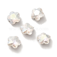 K9 Glass Rhinestone Cabochons, Pointed Back & Back Plated, Faceted, Plum Blossom, Crystal, 8x4mm(RGLA-G017-02A-001TR)
