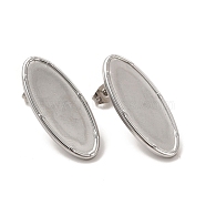 304 Stainless Steel Stud Earring Settings, Oval, Stainless Steel Color, 28x12mm, Pin: 0.8mm, Tray: 26x10mm(EJEW-I281-29P)