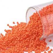 TOHO Round Seed Beads, Japanese Seed Beads, (50AF) Matte Opaque Bright Orange, 15/0, 1.5mm, Hole: 0.7mm, about 3000pcs/10g(X-SEED-TR15-0050AF)