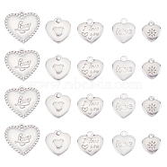 DICOSMETIC 20Pcs 5 Style 304 Stainless Steel Pendants, Heart, Stainless Steel Color, 4pcs/style(STAS-DC0004-62)