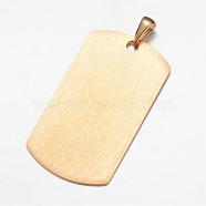 Ion Plating(IP) 304 Stainless Steel Pendants, Stamping Blank Tag Rectangle, Golden, 43x24x1mm, Hole: 3x6mm(STAS-G077-01G)