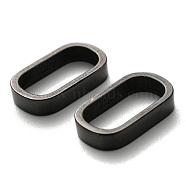 Ion Plating(IP) 201 Stainless Steel Slide Charms/Slider Beads, For Leather Cord Bracelets Making, Oval, Black, 2.9x14.7x8.5mm, Hole: 12.3x6.2mm(STAS-C016-05B-1)