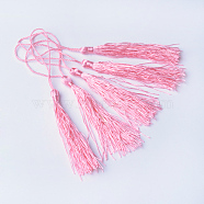 Polyester Tassel Decorations, Pendant Decorations, Pink, 130x6mm, Tassel: 70~90mm(OCOR-Q023-38)