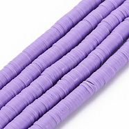 Handmade Polymer Clay Bead Strands, Heishi Beads, Disc/Flat Round, Lilac, 6x0.5~1mm, Hole: 2mm, about 320~447pcs/strand, 15.74 inch~16.92 inch(X-CLAY-T002-6mm-57)