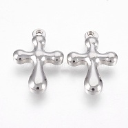 201 Stainless Steel Pendants, Cross, Stainless Steel Color, 21.5x14.5x4mm, Hole: 1.5mm(STAS-O118-25P)