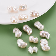 Natural Keshi Pearl Beads, Cultured Freshwater Pearl, No Hole/Undrilled, Gourd, Seashell Color, 15~20x12~14x8~12mm(PEAR-N020-O02)