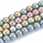 Electroplate Non-magnetic Synthetic Hematite Beads Strands, Round, Mixed Color, 4x4mm, Hole: 1mm, about 100pcs/strand, 16.14 inch(G-N0318-16-A)