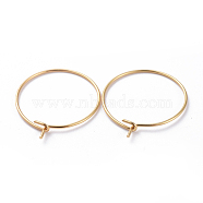 316 Surgical Stainless Steel Hoop Earring Findings, Wine Glass Charms Findings, Real 18K Gold Plated, 21 Gauge, 20x0.7mm(X-STAS-J025-01B-G)