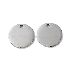 Non-Tarnish 304 Stainless Steel Charms, Stamping Blank Tag, Flat Round Charm, Stainless Steel Color, 14x1.3mm, Hole: 1.6mm(STAS-Q308-09I-P)