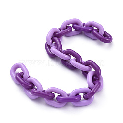 Handmade Acrylic Cable Chains, Purple, Links: 19x14x4mm, 39.37 inch(1m)/strand(AJEW-JB00641-01)