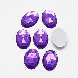 Acrylic Rhinestone Flat Back Cabochons, Faceted, Bottom Silver Plated, Oval, Dark Violet, 40x30x7~7.5mm(GACR-Q011-30x40-13)