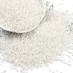 Opaque Colours Luster Glass Seed Beads, Cylinder, White, 1.6x1.3mm, Hole: 0.8mm, about 60000pcs/pound(SEED-H003-12A)