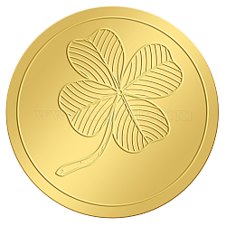 Self Adhesive Gold Foil Embossed Stickers, Medal Decoration Sticker, Clover Pattern, 5x5cm(DIY-WH0211-234)
