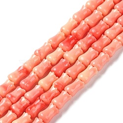 Synthetic Shell Dyed Beads Strands, Flower, Light Salmon, 7~7.5x4~4.5mm, Hole: 1mm, about 59pcs/strand, 15.83''(40.2cm)(SHEL-K007-01A)