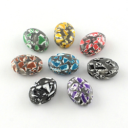 Imitation Gemstone Resin Oval Beads, Mixed Color, 25x18x8.5mm, Hole: 2mm(X-CRES-S283-18x25-M)