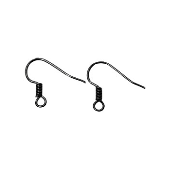 Brass Earring Hooks, with Horizontal Loop, Nickel Free, Gunmetal, 17mm, Hole: 1.5mm, Pin: 0.7mm