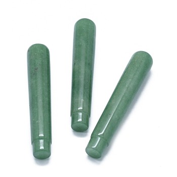 Natural Green Aventurine Beads, No Hole/Undrilled, For Wire Wrapped Pendant Making, Column, 71.5x12~12.5mm