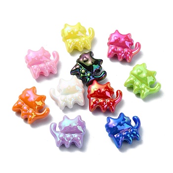 Opaque Acrylic Beads, AB Color, Cat, Mixed Color, 18x19.5x10mm, Hole: 3mm
