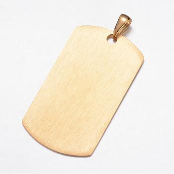 Ion Plating(IP) 304 Stainless Steel Pendants, Stamping Blank Tag Rectangle, Golden, 43x24x1mm, Hole: 3x6mm