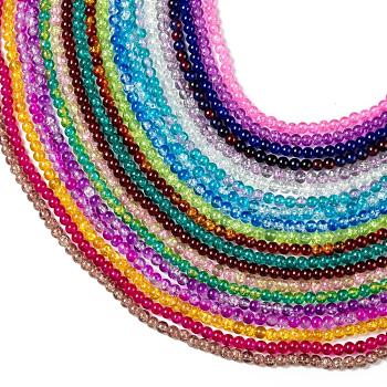 20 Colors Spray Painted Crackle Glass Beads Strands, Round, Mixed Color, 6mm, Hole: 1.3~1.6mm, about 133pcs/strand, 31.4 inch