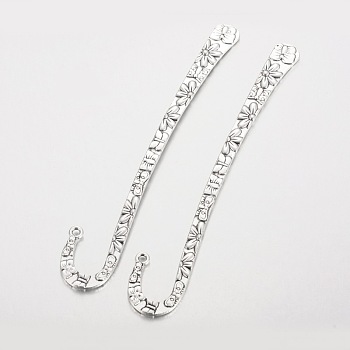 Tibetan Style Alloy Bookmark Findings, Cadmium Free & Lead Free, Antique Silver, 125x21x2.5mm, Hole: 2.3mm, about 93pcs/1000g
