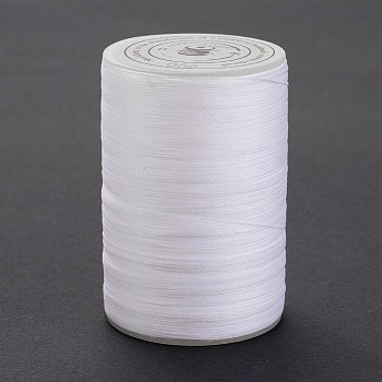 Round Waxed Polyester Thread String, Micro Macrame Cord, Twisted Cord, for Leather Sewing Stitching, White, 0.3~0.4mm, about 174.98 Yards(160m)/Roll