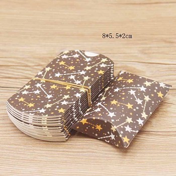Paper Pillow Candy Boxes, Gift Boxes, for Wedding Favors Baby Shower Birthday Party Supplies, Star Pattern, 8x5.5x2cm