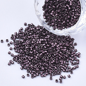 Cylinder Seed Beads, Uniform Size, Metallic Colours, Rosy Brown, 1.5~2x1~2mm, Hole: 0.8mm, about 4000pcs/bag, about 50g/bag