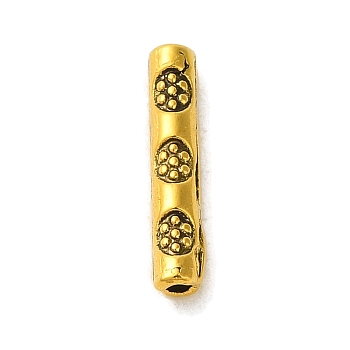Tibetan Style Alloy Carved Flower Tube Beads, Cadmium Free & Nickel Free & Lead Free, Antique Golden, 14x2.5mm, Hole: 1.2mm