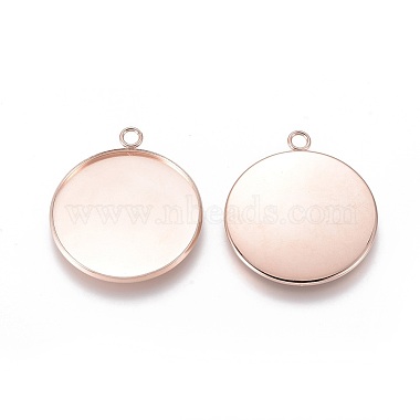 Rose Gold Flat Round Stainless Steel Pendants