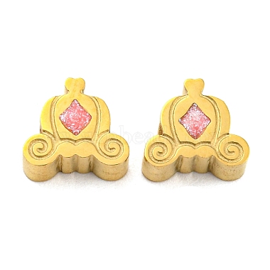 Real 18K Gold Plated Pink Pumpkin Stainless Steel+Enamel Beads