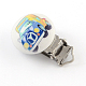 Vehicle Pattern Half Round Printed Wooden Baby Pacifier Holder Clip with Iron Clasps(WOOD-R251-10)-2