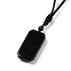 Adjustable Natural Mixed Gemstone Rectangle Pendant Necklace with Nylon Cord for Women(NJEW-L171-03)-5