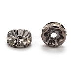 Brass Rhinestone Rondelle Space Beads, Cadmium Free & Lead Free, Gunmetal, Crystal, 8x4mm, Hole: 1.5mm(RB-H035-22)