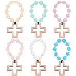 6Pcs Silicone & Wood Pendant Decorations, Mixed Color, 210mm(HJEW-BC00073)