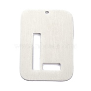 304 Stainless Steel Pendants, Rectangle with Alphabet, Hollow, Letter.L, 32x22x1mm, Hole: 1.5mm(STAS-K216-49L-P)