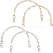 4Pcs 2 Colors Iron Bag Handle, with Lobster Clasps, Half Round, for Bag Accessories, Light Gold & Platinum, Mixed Color, 10.3x11.7x0.55cm, 2pcs/color(FIND-FH0001-95)