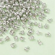Iron Bead Tips, Calotte Ends, Cadmium Free & Lead Free, Clamshell Knot Cover, Platinum, 6x3.5mm, Hole: 1mm, 2.4mm inner diameter(IFIN-YW0003-10P)