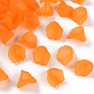 Frosted Acrylic Bead Caps, Flower, Orange, 12x12x9mm, Hole: 1.2mm, about 1700pcs/500g(MACR-S371-10A-724)
