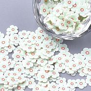 Handmade Polymer Clay Nail Art Decoration Accessories, Flower, Light Green, 5~6x1mm(CLAY-Q220-04A)