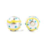 Spot Pattern Opaque ABS Plastic Imitation Pearl Enamel Beads, Round, Cyan, 11.5~12mm, Hole: 2mm(KY-G020-02D)